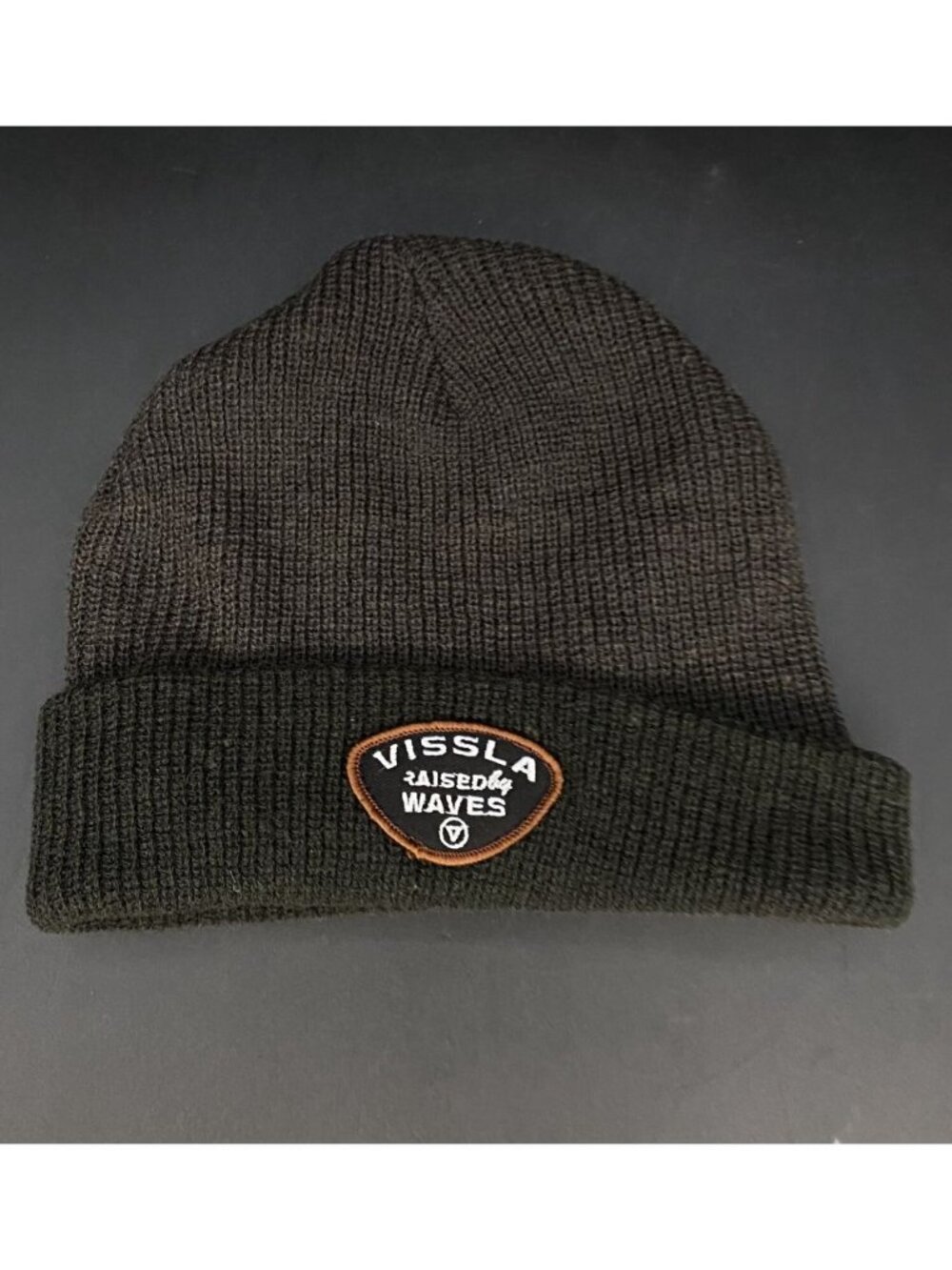 Vissla Solid Sets Eco Beanie Men’s One Size Dark Grey Black Knit Logo Patch